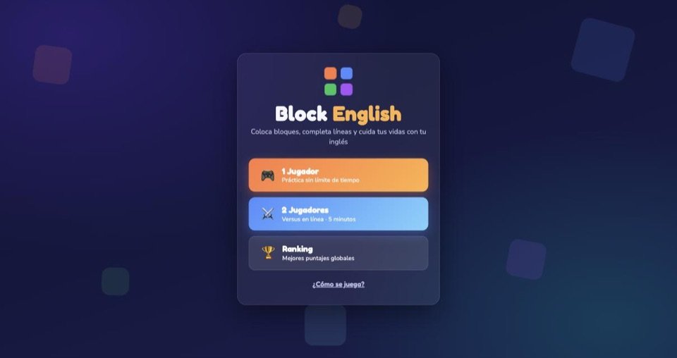 Pantalla de inicio del juego Block English
