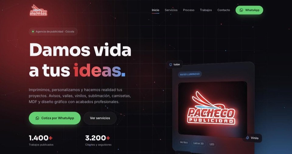Sitio web de Pacheco Publicidad